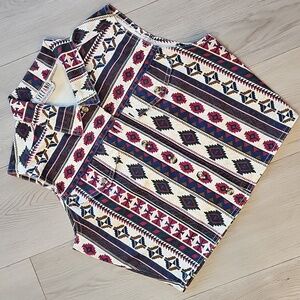 Vintage Stefano Country Western Aztec Print Sleeveless Collared Vest Shirt, Med